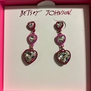 Betsy Johnson heart earrings pierced great for everyday use